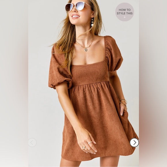 Francesca's Collections Dresses & Skirts - Stacey Corduroy Bow Back Mini Dress
